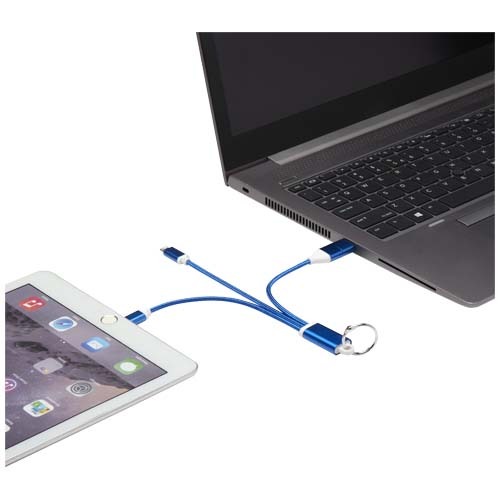 Metal 4-in-1 Ladekabel aus recyceltem Aluminium mit Schlüsselanhänger – Bild 4