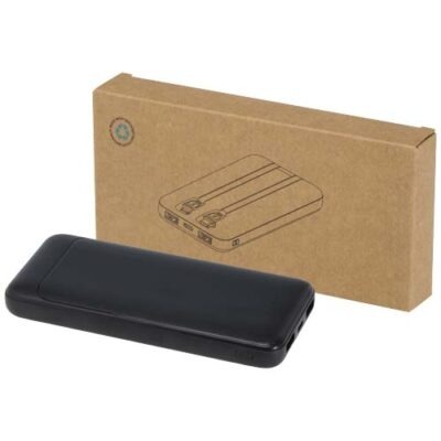 Adhil 10 W 10.000 mAh Powerbank aus recyceltem Kunststoff mit 2 integrierten Kabeln