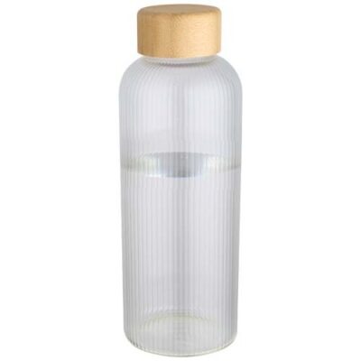Mirage 650 ml einwandige Trinkflasche aus Borosilikatglas mit Bambusdeckel