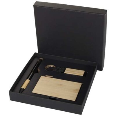 Minka Set mit Kugelschreiber aus RCS Recycling-Aluminium, Schlüsselanhänger und RFID-Kartenhalter