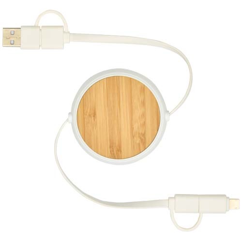 Chechia 100cm 5-in-1 Kabel aus recyceltem Kunststoff, einziehbar, für Datenübertragung und 45W Schnellladung mit Bambusdetails – Bild 4