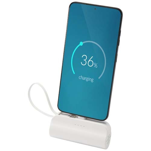 Alnair 10 W 5000 mAh Typ C Powerbank aus recyceltem Kunststoff mit integriertem Klappständer und 2 in 1 Kabel – Bild 5