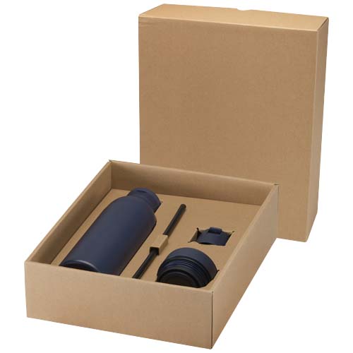 Illuminate 650 ml RCS-zertifizierte doppelwandige Trinkflasche aus recyceltem Edelstahl mit 3-teiligem Deckelset