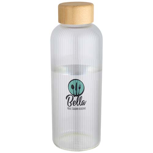 Mirage 650 ml einwandige Trinkflasche aus Borosilikatglas mit Bambusdeckel – Bild 2