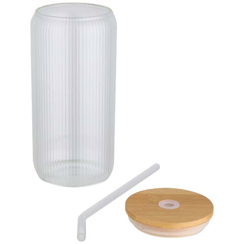 Mirage 500 ml einwandiges Glas aus Borosilikatglas mit Bambusdeckel – Bild 4
