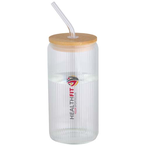 Mirage 500 ml einwandiges Glas aus Borosilikatglas mit Bambusdeckel – Bild 2