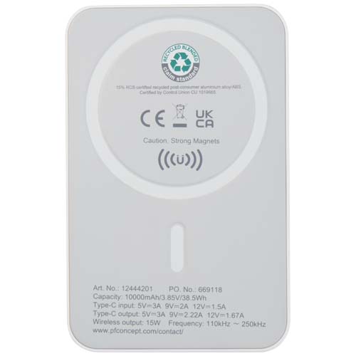 Acrab 15 W 10.000 mAh magnetische kabellose Powerbank mit 20 W PD aus recyceltem Kunststoff – Bild 5