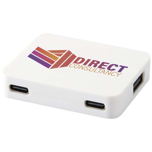 Gaia 4 Port USB Hub mit USB-A- und Typ-C-Ausgang und zwei Eingängen aus recyceltem Kunststoff – Bild 2