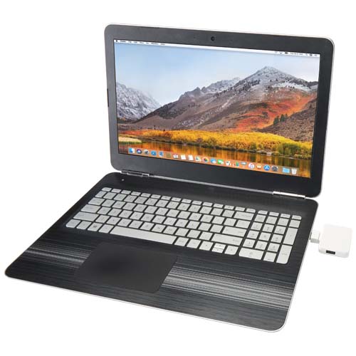 Gaia 4 Port USB Hub mit USB-A- und Typ-C-Ausgang und zwei Eingängen aus recyceltem Kunststoff – Bild 5