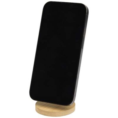 Alcor Klappbare magnetische Smartphonehalterung aus recyceltem Kunststoff mit Bambusdetails