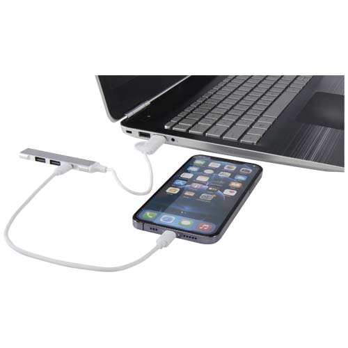 Alkaid 4 Port Hub aus recyceltem Aluminium mit USB-A- und Typ-C-Anschlüssen und zwei Eingängen – Bild 5