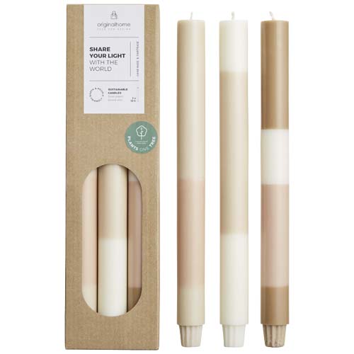 Originalhome Kerzen im Streifendesign – 3er-Set