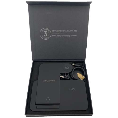 SCX.design W28 kabellose 3-in-1 Ladestation kabellos mit Telefonständer und Leuchtlogo – Bild 2