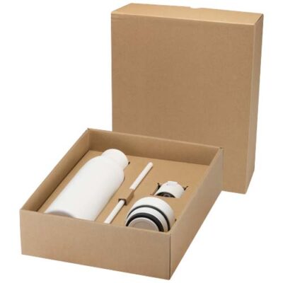 Illuminate 650 ml RCS-zertifizierte doppelwandige Trinkflasche aus recyceltem Edelstahl mit 3-teiligem Deckelset