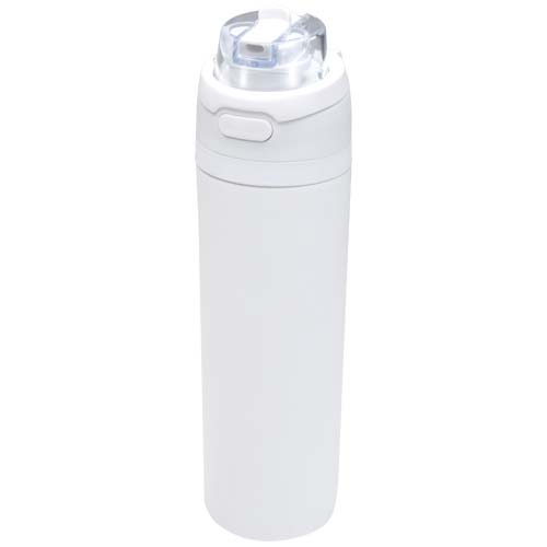 Theron 800 ml RCS-Wasserflasche aus recyceltem, einwandigem Edelstahl mit Multifunktionsdeckel und Klappstrohhalm