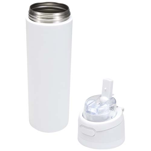 Theron 800 ml RCS-Wasserflasche aus recyceltem, einwandigem Edelstahl mit Multifunktionsdeckel und Klappstrohhalm – Bild 5