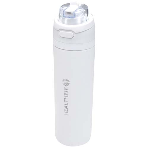 Theron 800 ml RCS-Wasserflasche aus recyceltem, einwandigem Edelstahl mit Multifunktionsdeckel und Klappstrohhalm – Bild 2