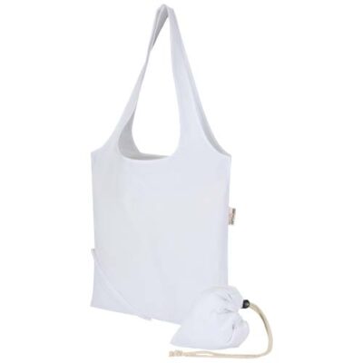 Madras-Mischgewebe, 140 g/m², GRS-zertifizierte, faltbare Baumwoll-Tragetasche, 7 l