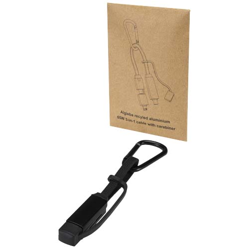 Algieba 65 W 5-in-1-Ladekabel aus recyceltem Aluminium mit Karabinerhaken