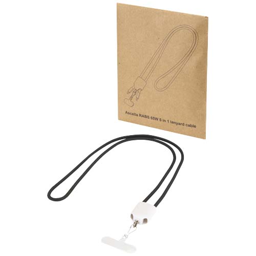 Ion 65 W 5-in-1-Ladekabel mit Lanyard aus recyceltem Kunststoff