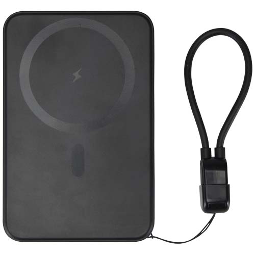 SMART 5000-mAh-Powerbank aus recyceltem Kunststoff mit Magnetverschluss und Trageband – Bild 4